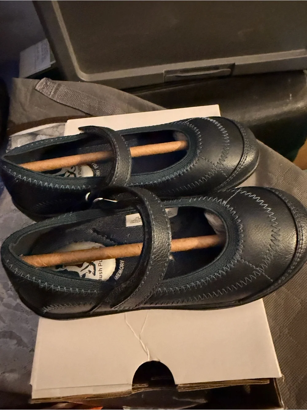 Hush Puppies Navy Leather Mary Jane with Contrast Stitching
